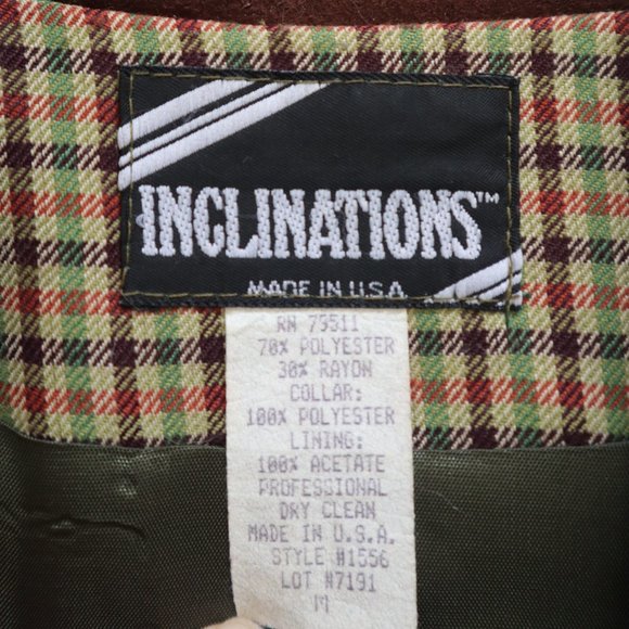 Vintage Brown & Green Plaid Checked Blazer Medium - Picture 9 of 11